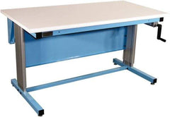 Proline - 72 Wide x 30" Deep x 42" High, Static Dissipative Workbench - Bull Nose Edge, Adjustable Height Legs, Blue - Industrial Tool & Supply