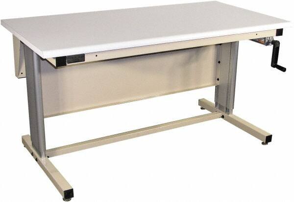 Proline - 72 Wide x 30" Deep x 42" High, Static Dissipative Workbench - Bull Nose Edge, Adjustable Height Legs, Beige - Industrial Tool & Supply
