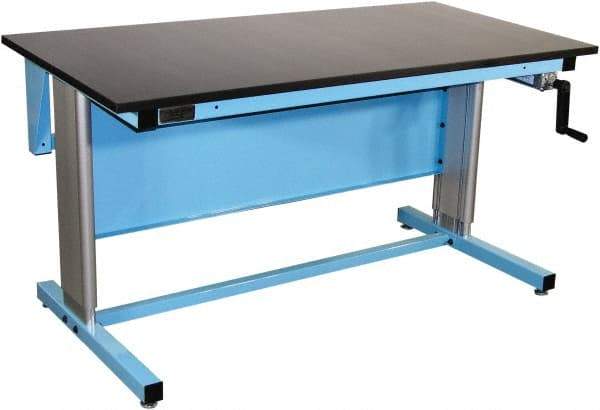 Proline - 72 Wide x 30" Deep x 42" High, Chem-Guard Workbench - Adjustable Height Legs, Blue - Industrial Tool & Supply