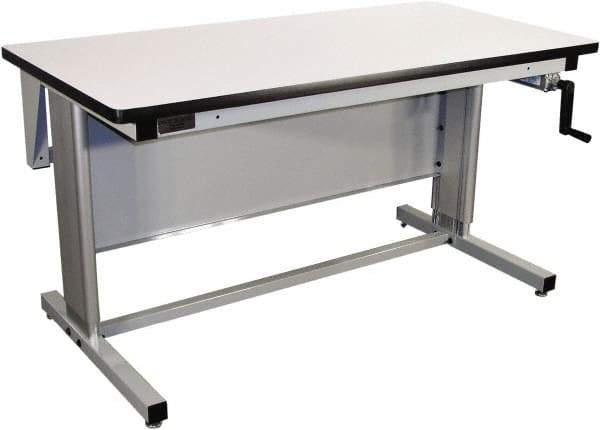 Proline - 72 Wide x 30" Deep x 42" High, Plastic Laminate Workbench - T-Molded Edge, Adjustable Height Legs, Gray - Industrial Tool & Supply