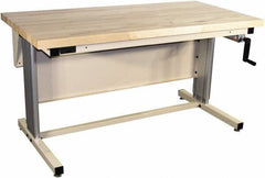 Proline - 72 Wide x 30" Deep x 42" High, Maple Workbench - Adjustable Height Legs, Beige - Industrial Tool & Supply