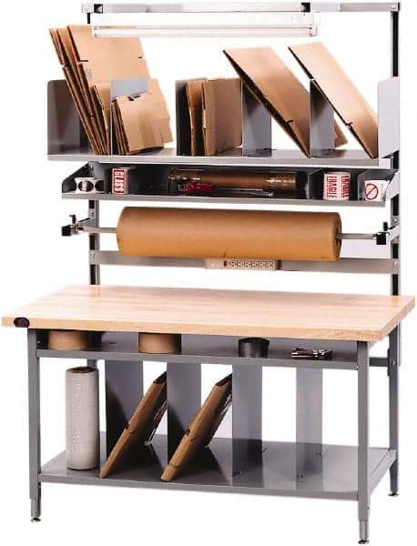 Proline - 60 Wide x 30" Deep x 36" High, Maple Workbench - Adjustable Height Legs, Gray - Industrial Tool & Supply