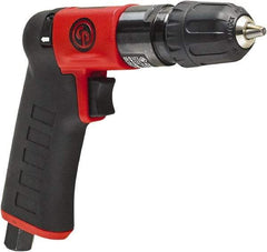 Chicago Pneumatic - 1/4" Reversible Keyless Chuck - Pistol Grip Handle, 2,800 RPM, 0.3 hp, 90 psi - Industrial Tool & Supply