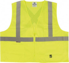 Viking - Size S/M High Visibility Green Solid Public Safety Vest - 37 to 39" Chest, ANSI 107-2015 Type R Class 2, Zipper Closure, 2 Pockets, Polyester - Industrial Tool & Supply