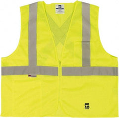 Viking - Size 4X/5XL High Visibility Green Mesh Public Safety Vest - 58 to 60" Chest, ANSI 107-2015 Type R Class 2, Zipper Closure, 2 Pockets, Polyester - Industrial Tool & Supply