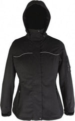Viking - Size L, Black, Waterproof Jacket - 39" Chest, 4 Pockets, Detachable Hood, Hook & Loop Wrist - Industrial Tool & Supply