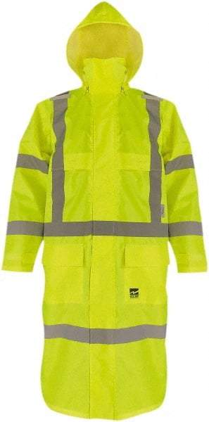 Viking - Size M, High Visibility Lime, Coat - 40" Chest, 2 Pockets, Detachable Hood, Hook & Loop Wrist - Industrial Tool & Supply