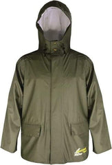 Viking - Size 2XL, Moss Green, Waterproof Jacket - 51" Chest, 2 Pockets, Detachable Hood, Snap at Wrist - Industrial Tool & Supply