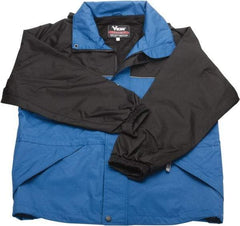 Viking - Size 2XL, Cobalt Blue & Black, Waterproof, Wind Resistant Jacket - 51" Chest, 3 Pockets, Packable Hood, Hook & Loop Wrist - Industrial Tool & Supply