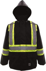 Viking - Size S High Visibility & Water Resistant Jacket - Black, Polyester & Polyurethane, Zipper, Hook & Loop Closure, 37" Chest - Industrial Tool & Supply
