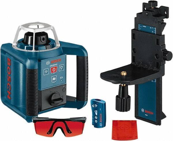 Bosch - 1,000' Measuring Range, 1/8" at 100' Accuracy, Self-Leveling Horizontal & Vertical Rotary Laser - ±5° Self Leveling Range, 1 Beam, 2-D Battery Included - Industrial Tool & Supply