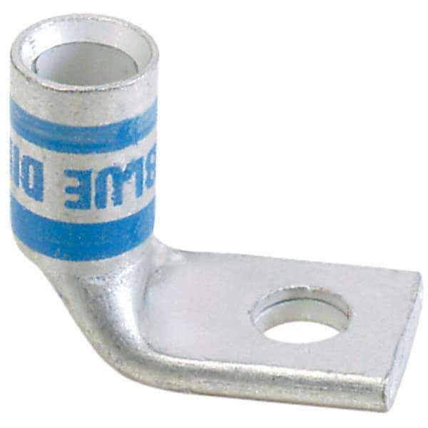 Panduit - 6 AWG Noninsulated Compression Connection Right Angle Ring Terminal - 1/4" Stud, 1.03" OAL x 0.48" Wide, Tin Plated Copper Contact - Industrial Tool & Supply