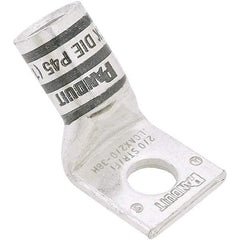Panduit - 4/0 AWG Noninsulated Compression Connection 45° Angle Ring Terminal - 3/8" Stud, 2.26" OAL x 1.19" Wide, Tin Plated Copper Contact - Industrial Tool & Supply
