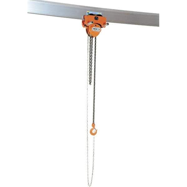 Vestil - 2 Ton Capacity Low Headroom Geared Trolley - 3-1/2" to 8" Flange Width - Industrial Tool & Supply