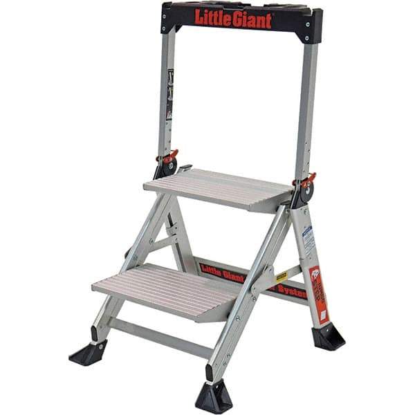 Little Giant - 2 Steps, 2' High, Type IAA Rating, Aluminum Step Stand - 375 Lb Capacity, 21-1/2" Base Width - Industrial Tool & Supply