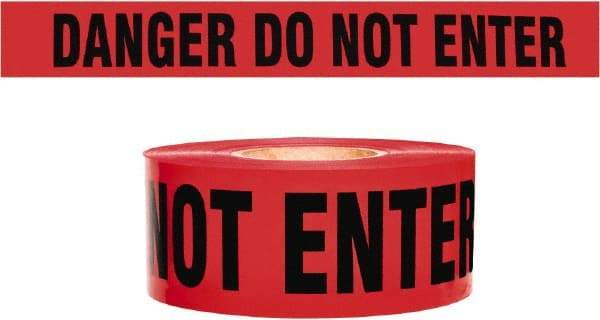 NMC - 135' Long x 3" Wide Roll, 100% Cotton, Red Barricade Tape - Message: Caution - Do Not Enter - Industrial Tool & Supply