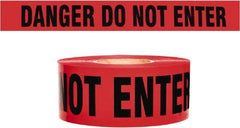 NMC - 135' Long x 3" Wide Roll, 100% Cotton, Red Barricade Tape - Message: Caution - Do Not Enter - Industrial Tool & Supply