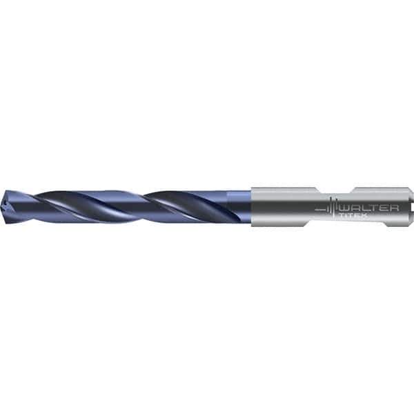 Walter-Titex - 12.5mm 140° Solid Carbide Jobber Drill - TiAlN Finish, Right Hand Cut, Spiral Flute, Round with Flats Shank, 124mm OAL - Industrial Tool & Supply