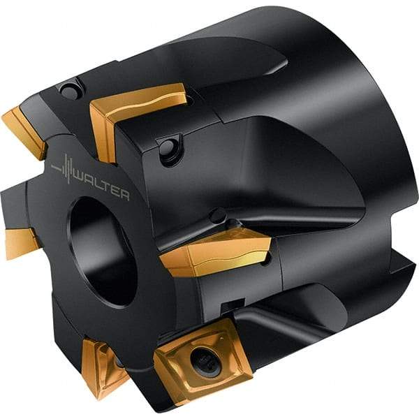 Walter - 6 Inserts, 63mm Cut Diam, 16mm Max Depth of Cut, Indexable Square-Shoulder Face Mill - 0° Lead Angle, 50mm High, LDMW08T204R & LDMT08T204R Insert Compatibility, Through Coolant, Series M4130 - Industrial Tool & Supply