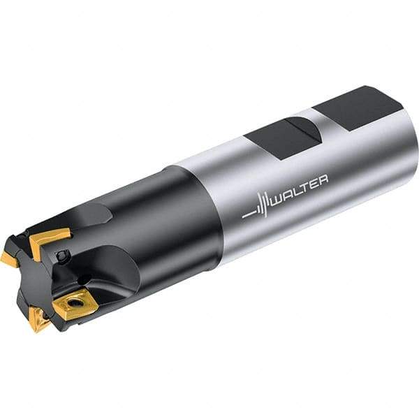 Walter - 25mm Cut Diam, 8mm Max Depth of Cut, 25mm Shank Diam, 100mm OAL, Indexable Square Shoulder End Mill - LDMW08T204R, LDMT08T204R Inserts, Weldon Shank, 0° Lead Angle, Through Coolant, Series M4130 - Industrial Tool & Supply