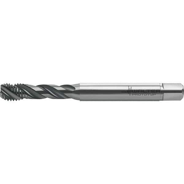 Walter-Prototyp - M3x0.50 Metric 3 Flute 6HX Semi-Bottoming Spiral Flute Tap - High Speed Steel, TiCN Finish, 57.25mm OAL, Right Hand Flute, Right Hand Thread, Series TC121 - Exact Industrial Supply