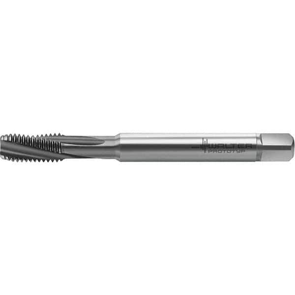 Walter-Prototyp - M8x1.25 Metric 3 Flute 6HX Semi-Bottoming Spiral Flute Tap - High Speed Steel, TiCN Finish, 90mm OAL, Right Hand Flute, Right Hand Thread, Series TC122 - Exact Industrial Supply