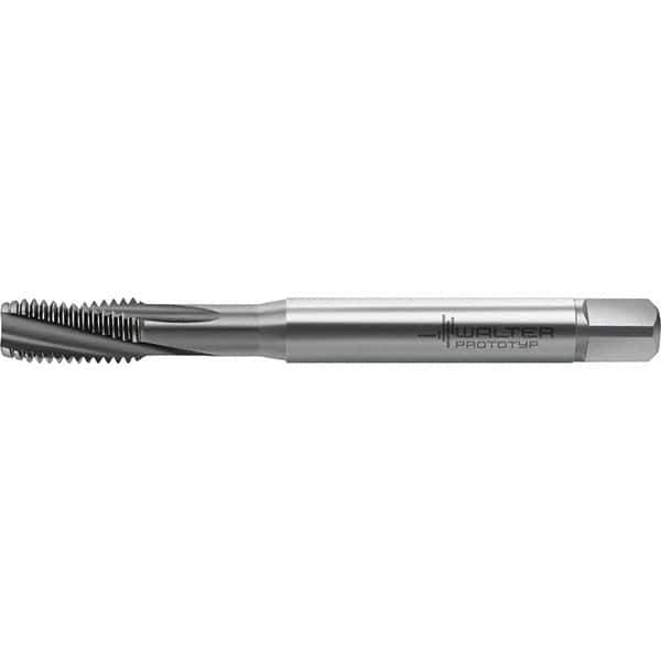 Walter-Prototyp - M6x1.00 Metric 3 Flute 6HX Semi-Bottoming Spiral Flute Tap - High Speed Steel, TiCN Finish, 82.5mm OAL, Right Hand Flute, Right Hand Thread, Series TC122 - Exact Industrial Supply