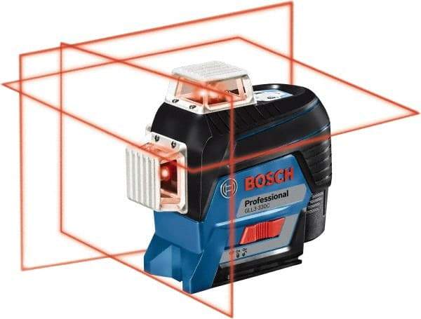 Bosch - 3 Beam 200' Max Range Self Leveling Line Laser - 3/32" at 30' Accuracy, Battery Included - Industrial Tool & Supply
