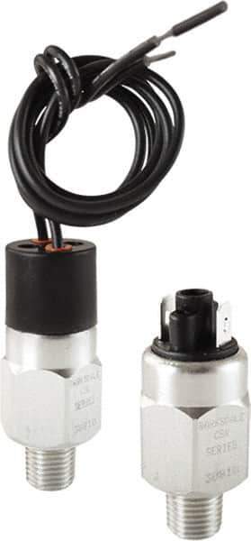 Barksdale - 1000 to 3,000 psi Adjustable Range, 9,000 Max psi, Compact Pressure Switch - 7/16-20 UNF SAE, Deutsch 2 Pins DT04-2P, SPST/ NO Contact, Brass Wetted Parts, 4% Repeatability - Industrial Tool & Supply