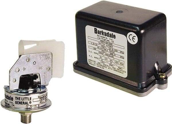 Barksdale - 10 to 100 psi Adjustable Range, 150 Max psi, Low Pressure Vacuum Switches - 1/8 NPT Male, Terminals, SPST/ NO Contact, 304SS Wetted Parts, 2% Repeatability - Industrial Tool & Supply