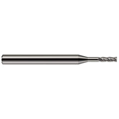 Square End Mill: 0.1'' Dia, 19/64'' LOC, 1/8'' Shank Dia, 1-1/2'' OAL, 2 Flutes, Solid Carbide Single End, Uncoated, 30 ° Helix, Centercutting, RH Cut, RH Flute