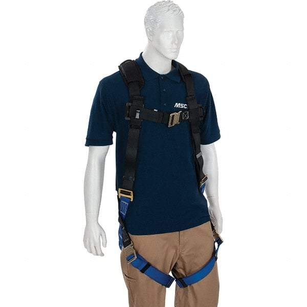 PRO-SAFE - 310 Lb Capacity, Size X-Large, Full Body Quick-Connect Harness - Polyester, Quick-Connect Leg Straps, Tongue Buckle Chest Strap, Gray/Blue, Airflow Backpad, AntiTangle Strap & Back D Ring - Industrial Tool & Supply