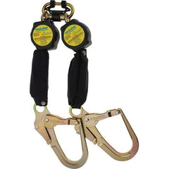 PRO-SAFE - 6' Long, 350 Lb Capacity, Ultra-High Molecular Weight Polyethylene Webbing Self-Retracting Lifeline - Steel Locking Rebar Hook Connector, Steel Carabiner Connector, Black - Industrial Tool & Supply