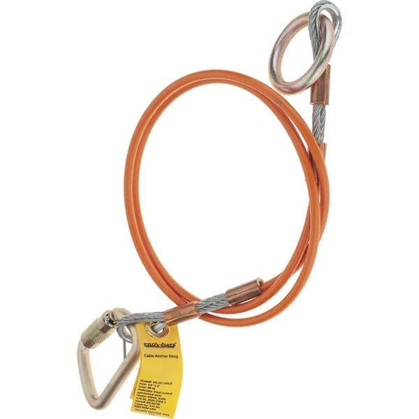 PRO-SAFE - 6' Long, D-Ring Anchor Sling - 350 Lb Capacity, Vinyl Coated Galvanized Steel Cable - Industrial Tool & Supply