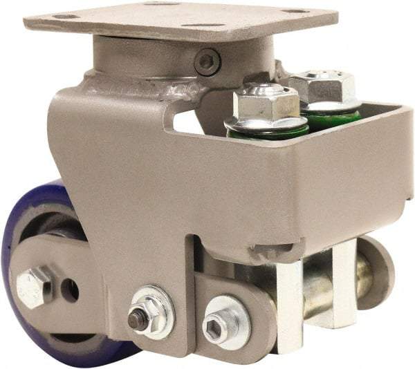 Hamilton - 4" Diam x 2" Wide, Polyurethane Mold on to Cast Iron Center Swivel Caster - 600 Lb Capacity, Top Plate Mount, 4" x 5" Plate, Sealed Precision Ball Bearing Bearing - Industrial Tool & Supply