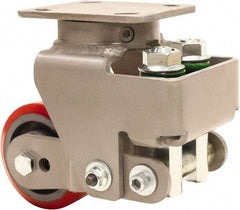 Hamilton - 4" Diam x 2" Wide, Polyurethane Mold on to Cast Iron Center Swivel Caster - 900 Lb Capacity, Top Plate Mount, 4" x 5" Plate, Sealed Precision Ball Bearing Bearing - Industrial Tool & Supply