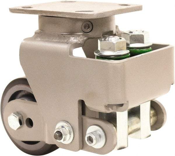 Hamilton - 4" Diam x 2" Wide, Polyurethane Mold on to Cast Iron Center Swivel Caster - 975 Lb Capacity, Top Plate Mount, 4" x 5" Plate, Sealed Precision Ball Bearing Bearing - Industrial Tool & Supply