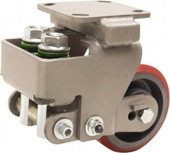 Hamilton - 5" Diam x 2" Wide, Polyurethane Mold on to Cast Iron Center Rigid Caster - 1,250 Lb Capacity, Top Plate Mount, 4" x 4-1/2" Plate, Sealed Precision Ball Bearing Bearing - Industrial Tool & Supply