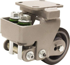 Hamilton - 5" Diam x 2" Wide, Polyurethane Mold on to Cast Iron Center Rigid Caster - 1,300 Lb Capacity, Top Plate Mount, 4" x 4-1/2" Plate, Sealed Precision Ball Bearing Bearing - Industrial Tool & Supply