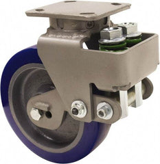 Hamilton - 8" Diam x 2" Wide, Polyurethane Mold on to Cast Iron Center Swivel Caster - 1,645 Lb Capacity, Top Plate Mount, 4" x 5" Plate, Sealed Precision Ball Bearing Bearing - Industrial Tool & Supply