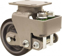 Hamilton - 6" Diam x 2" Wide, Polyurethane Mold on to Cast Iron Center Swivel Caster - 1,315 Lb Capacity, Top Plate Mount, 4" x 5" Plate, Sealed Precision Ball Bearing Bearing - Industrial Tool & Supply
