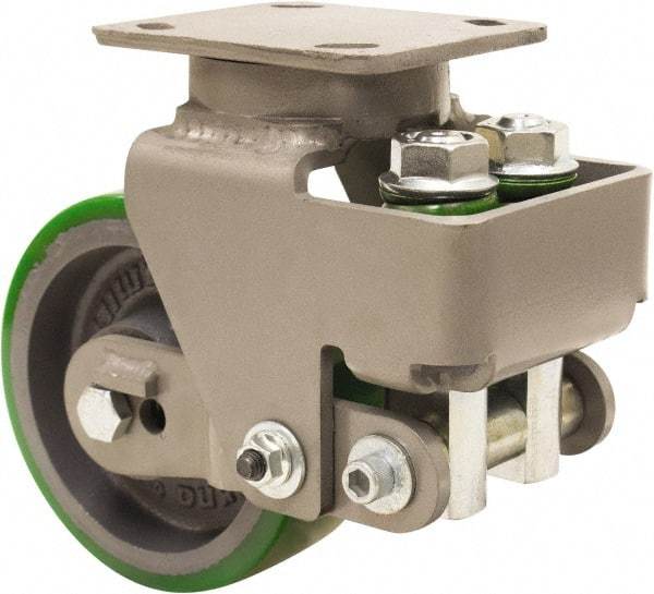 Hamilton - 6" Diam x 2" Wide, Polyurethane Mold on to Cast Iron Center Swivel Caster - 1,200 Lb Capacity, Top Plate Mount, 4" x 5" Plate, Sealed Precision Ball Bearing Bearing - Industrial Tool & Supply