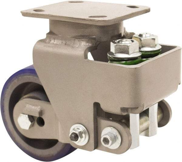 Hamilton - 5" Diam x 2" Wide, Polyurethane Mold on to Cast Iron Center Swivel Caster - 840 Lb Capacity, Top Plate Mount, 4" x 5" Plate, Sealed Precision Ball Bearing Bearing - Industrial Tool & Supply