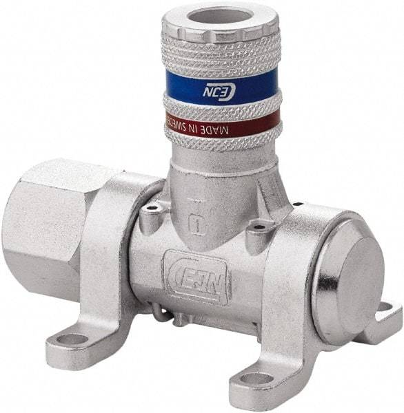 CEJN - 1/2" Inlet, 1/4" Outlet Manifold - 3" Long x 2.28" Wide x 2.7" High, 0.245" Mount Hole, 212°F Max, 230 Max PSI, 1 Inlet Port, 1 Outlet Port - Industrial Tool & Supply