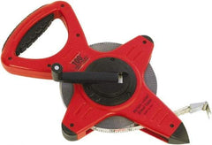 CST/berger - 100' x 1/2" White Fiberglass Blade Tape Measure - 1/10" Graduation, Red/Black Steel Case - Industrial Tool & Supply
