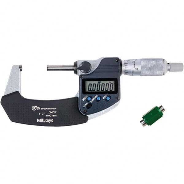 Mitutoyo - Electronic Outside Micrometers Type: Coolant-proof Minimum Measurement (Decimal Inch): 1.0000 - Industrial Tool & Supply