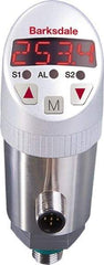 Barksdale - 1,500 Max psi, ±0.5% Accuracy, 1/4" NPT (Male) Connection Electronic Pressure Switch and Transducer with Display - 4 to 20mA Output Signal, M12 Wetted Parts, 1/4" Thread, -13 to 212°F, 32 Volts - Industrial Tool & Supply