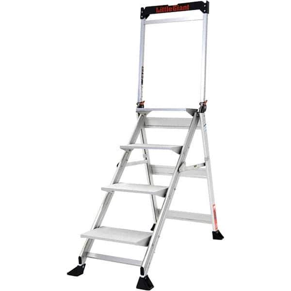 Little Giant Ladder - 4 Steps, 4' High, Type IAA Rating, Aluminum Step Stand - 375 Lb Capacity, 21-1/2" Base Width - Industrial Tool & Supply