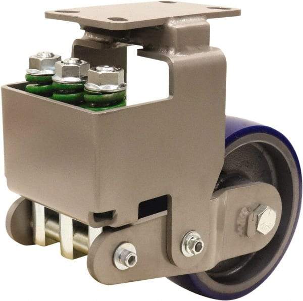 Hamilton - 8" Diam x 3" Wide, Polyurethane Mold on to Cast Iron Center Rigid Caster - 2,000 Lb Capacity, Top Plate Mount, 4-1/2" x 6-1/2" Plate, Sealed Precision Ball Bearing Bearing - Industrial Tool & Supply