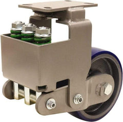 Hamilton - 8" Diam x 3" Wide, Polyurethane Mold on to Cast Iron Center Rigid Caster - 2,000 Lb Capacity, Top Plate Mount, 4-1/2" x 6-1/2" Plate, Sealed Precision Ball Bearing Bearing - Industrial Tool & Supply